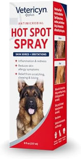 Vetericyn Plus Hot Spot Spray for Dogs Skin Sores and Irritations | Itch Relief for Dogs and Prevents Chewing and Licking at Skin, Safe for All Animals. 8 Ounces