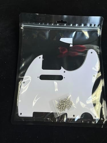 FLEOR 8 Hole TL Pickguard Scratch Plate with Pickguard Screws Set Fit USA/MX Standard TL Style Pickguard Replacement, 3Ply White