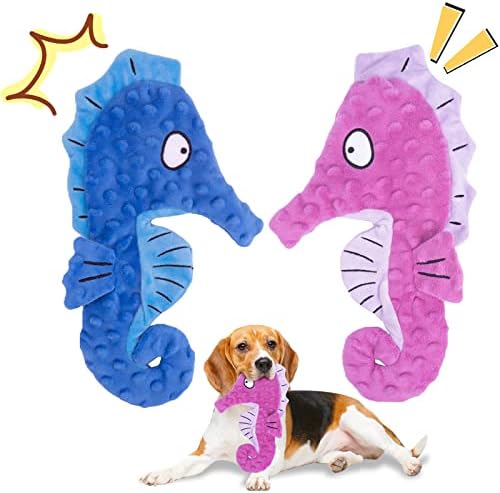 HGB Squeaky Dog Toys - No Stuffing Crinkle Plush Dog Toys for Small Medium Large Breeds, for Aggressive Chewers, Puppy Teething, Pet Entertaining, 2 Pack