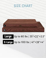 OhGeni 35 Inch Orthopedic Waterproof & Machine Washable Dog Bed for Large Pets, 20D Egg Crate Foam Stable Support, Non-Slip Bottom and Removable Cover, Tear-Resistant Invisible Durable Zipper(Brown)