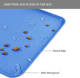 Waterproof Pet Feeding Mat with High Raised Edges, Heavier and Thicker Placemats for Cat Dog Water Bowl with BPA Free, Dogs Cats Food Mats for Messy Drinkers to Prevent Spill and Protect Floors