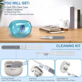 Clear Case for Bose Ultra Open with Safety Lock (2024), Shockproof Protective Cover for Bose Ultra Open Earbuds Clear TPU Bose Open Ear Case Accessories with Cleaning Kit & Carabiner (Clear Blue)