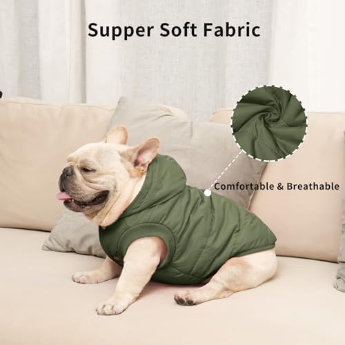 Fleece Lining Extra Warm Dog Hoodie in Winter,Small Dog Jacket Puppy Coats with Hooded Green XS