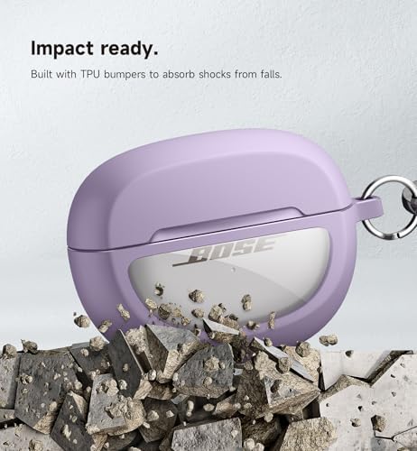 SURITCH Case Cover for Bose Ultra Open Earbuds(2024), Shockproof Protective Cover for Bose Ultra Open Wireless Ear Earbuds Charging Case Accessories with Carabiner, Purple