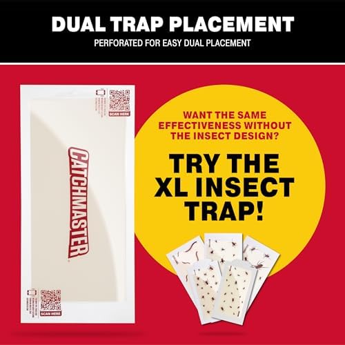 Catchmaster Crawling Insect Trap XL Giant Glue Traps 20-PK, Adhesive Bug Catcher, Spider, Cricket, Ant & Roach Traps for Home, Bulk Insect Killer Glue Boards for House & Garage, Pet Safe Pest Control