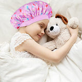 4 PCS Kids Satin Bonnet Child Sleeping Cap,Soft Silk Bonnet Elastic Wide Band,Breathable Baby Bonnets Night Sleep Caps,Colorful Night Hats for Girls Toddler Teens Natural Hair (Unicorn)