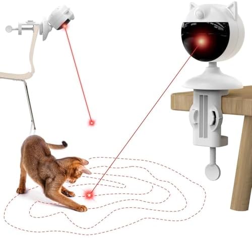 Potaroma Smart Sensor Cat Laser Toys Interactive, Motion Activated Truly Random Trjajectory, Clamp Design, Automatic Chargeable Kitten Toy Indoor Exercise, Cream White
