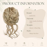 SOFEIYAN Claw Clip Messy Bun Hair Piece Curly Wavy Hair Bun Clip in Claw Chignon Ponytail Extensions Synthetic Tousled Updo with Tendrils Hairpieces Accessories Scrunchies for Women, Dark Blonde Mix