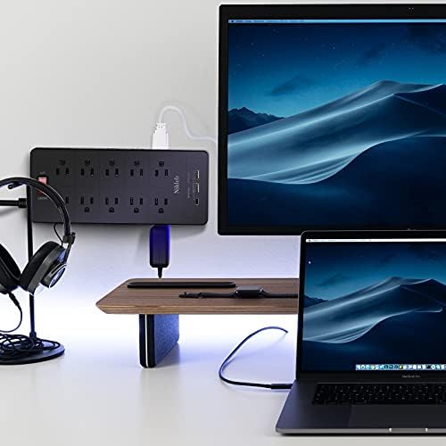 Power Strip 23 in 1, 20 Outlets Surge Protector Wall Mount with 2 USB+1 USB C Ports, Multi Plug Extension Cord 6ft Heavy Duty, Accessories for Gaming, Studio, Home, Office, Desk Organizers