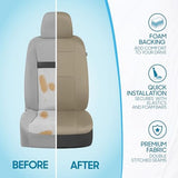 BDK PolyPro Car Seat Covers Full Set in Solid Beige, Front and Rear Split Bench Seat Covers for Cars, Easy to Install Car Seat Cover Set, Car Accessories for Auto Trucks Van SUV - Solid Beige