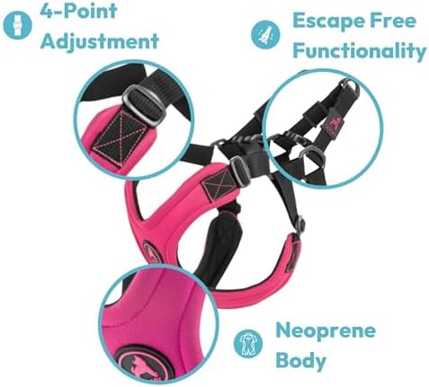 Gooby Escape Free Sport Harness - Red, Medium - No Choke Step-in Patented Neoprene Small Dog Harness with Four-Point Adjustment - Perfect on The Go Dog Harness for Medium Dogs No Pull and Small Dogs