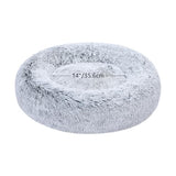 Amazon Basics Washable Donut Pet Bolster Faux Fur Bed with Removable Cover, Anti-Slip Bottom for Dog, Grey, 23" x 23"