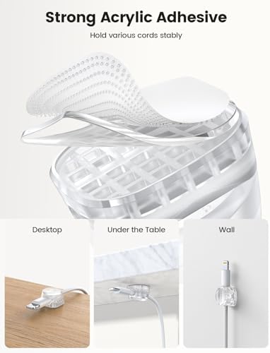 6Pack Cord Organizer, Desk Accessories - Lamicall Clear Desktop Cord Management, Phone Charger Office Workspace Organizer Accessories, Nightstand Wire Keeper Desk Decor, Office Desktop Must Haves