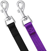 AMAGOOD 6 FT Puppy/Dog Leash, Strong and Durable Traditional Style Leash with Easy to Use Collar Hook,Dog Lead Great for Small and Medium and Large Dog (5/8 in x 6 ft, Black and Purple(2-Pack))