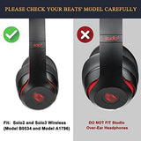 SoloWIT Earpads Cushions Replacement for Beats Solo 2 & Solo 3 Wireless On-Ear Headphones, Solo2 Solo3 Ear Pads with Soft Protein Leather, Added Thickness - (White)