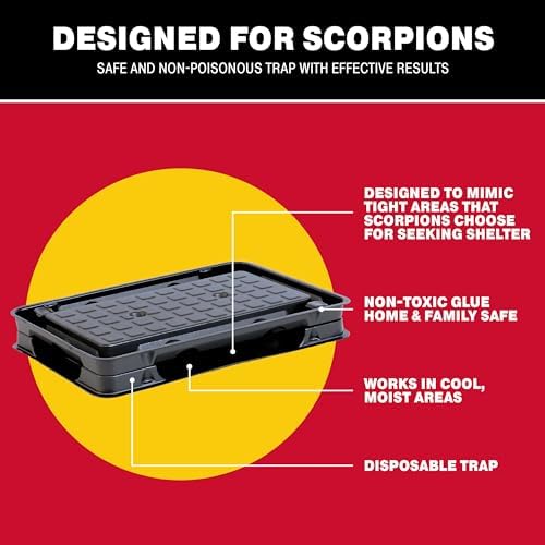 Catchmaster Scorpion Glue Tray Traps 6-Pack, Adhesive Scorpion Killer for Home, Simple Insect Traps Indoor, Sticky Bug Catcher for Kitchen, Garage, & Basement, Pet Safe Pest Control Glue Trap