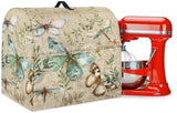 Stand Mixer Cover for Stand Mixer or Coffee Maker with Handle for KitchenAid Dust Cover with Pockets for Accessories (Butterfly and Leaves)