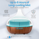 Ultimate Aromatherapy Diffuser & Essential Oil Set - Ultrasonic Top 10 Oils Modern with 4 Timer 7 Ambient Light Settings Therapeutic Grade Lavender