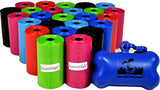 Downtown Pet Supply Poop Bags for Dogs with Dispenser, 500 Count - Leak-Proof Dog Waste Bags and Bone-Shaped Dog Poop Bags Holder for Leash - Rainbow of Colors, 12.5" x 8.5"