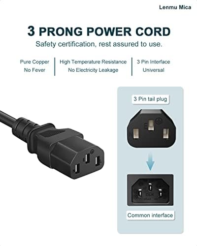 Amplifier Power Cord for ION Pathfinder 2 3 4 Speaker, Musical Vox Guitar Amp, ION Block Rocker iPA76C iPA76A iPA76S IPA23 Block Party & Live Replacement 18AWG Charger Supply Cable 3 Feet