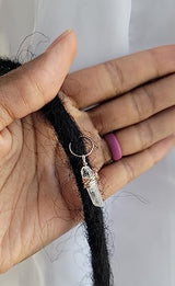 1 Quartz Crystal Loc Jewelry, Dreadlock Hair Beads, Stone Hair Rings, Natural Gemstones Adornment for Women Braids Hair Decoration Accessories (Silver Hair Ring)