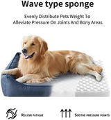 Orthopedic Dog Beds for Medium Dogs, Durable Egg Crate Foam Sofa Dog Bed wit Washable Removable Cover,Waterproof Lining,Pet Bed for Large Dogs (Denim Blue, 26.4" L x 21.7" W x 6.2" Th)