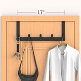 Over The Door Hooks Hanger with Extended Arms, Fits 1 3/4" Doors - Bathroom Accessories and Towel Rack Organizer Holder for Coat Robe Hat - 1 Pack, Matte Black
