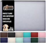 GORILLA GRIP 100% Waterproof Raised Edge BPA Free Silicone Pet Feeding Mat, Dog Cat Food Mats Contain Spills Protects Floors, Placemats for Cats, Dogs Water Bowl, Pets Accessories 18.5x11.5 Light Gray