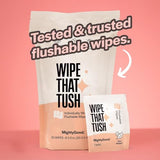 Wipe That Tush On-The-Go Flushable Wet Wipes - 1 Pack, 30 Wipes - Individually Wrapped Extra-Large Wipes with Aloe - Hypoallergenic & Unscented - Septic and Sewer Safe