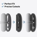 Case Cover for AirPods Max Headphones,AHBTEYM Carbon Fiber Texture TPU Ear Cups Cover/Ear Pads Case Cover/Headband Cover for Apple AirPod Max,Accessories Silicone Protector Cover(Matte Black)