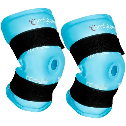 Comfytemp Large Knee Ice Pack Wrap, 2 Packs, XL Ice Pack for Knee Injuries Reusable, Hot & Cold Compress Gel Cold Packs Around Entire Knee After Surgery, for Pain Relief, Knee Replacement, Bruises