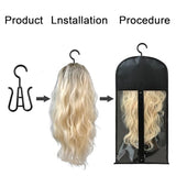Jonley 4Pcs Wig Storage Wig Bags Storage with Hanger, Wig Storage Bag with Hair Extensions Wigs and Accessories, Breathable and Easy to Carry Home Hair Salon Travel Available (Black 23.5in)