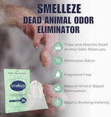 SMELLEZE Dead Animal Odor Eliminator for Strong Odor Removal - Eliminate Dead Rodent & Wildlife Smell - Safe Indoor & Outdoor Use, Natural Odor Remover, Fresh & Effective - 1 Pouch.