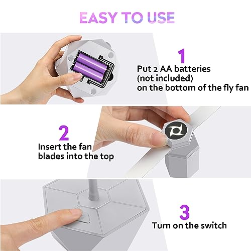 PIMAG Fly Fans for Tables, Fly Repellent Fan Outdoor Indoor Keep Flies Away, Fly Repellent Fans for Tables with Holographic Blades for Picnic, Party, Restaurant, Kitchen, and BBQ, 4 Pack Silver
