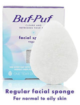 Buf-Puf Regular Facial Sponge, Dermatologist Developed, Removes Deep Down Dirt & Makeup that Causes Breakouts and Blackheads, Reusable, Exfoliating, White, 1 Count
