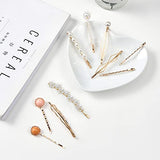 Mehayi 20 PCS Pearls and Acrylic Resin Hair Clips, Handmade Hair Barrettes, Marble Alligator bobby pins, Glitter Crystal Geometric Hairpin, Elegant Gold Hair Accessories, Gifts for Women Girls