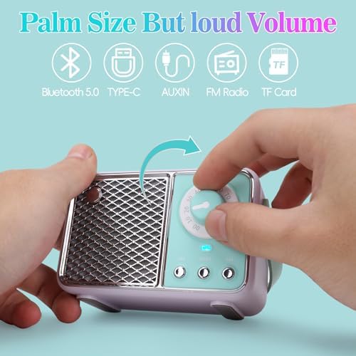 Dosmix Retro Bluetooth Speaker, Vintage Decor, Wireless Bluetooth Speakers, Cute Old Fashion Style for Kitchen Desk Bedroom Office Party Outdoor Kawaii Accessories (Cyan Green)
