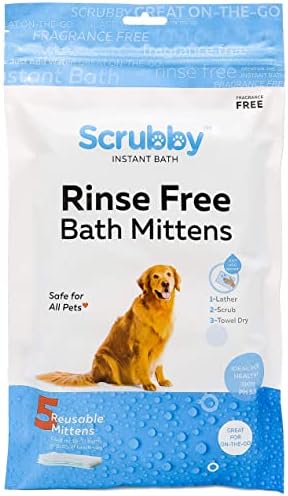 No Rinse Pet Wipes, Rinse Free Shampoo Mittens for Dogs and Cats, Bath Wipes for Bathing and Washing Pets, Hypoallergenic No Rinse Wash Mitt for Grooming, Lather Wipe Dry - 15 Pack