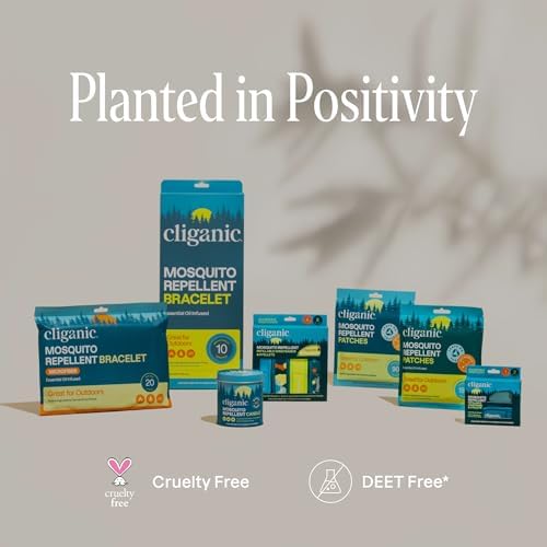 Cliganic Mosquito Repellent Stickers (180 Pack) - Positive Vibes Patches for Kids, Natural DEET-Free, Essential Oil Infused