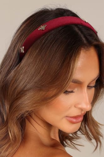 TERSE Burgundy Velvet Headband for Women White Pearl Head Band Cute Designer Headband Fashion Hair Accessories Vintage Women Holiday Headbands Elastic Hair Bands for Women's Hair