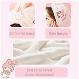 Kawaii Microfiber Hair Towel for Women, Super Absorbent Hair Shower Cap for Long Hair, Quick Dry Towel Wrap with Botton of Cute Hairbands for Women Girls Bath Accessories(Pink-1)