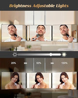 JUSRON 360 Viewing Angle Self Hair Cutting Mirror, Clear Anti-Fog HD Glass (Black with LED with Accessories)