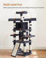 FEANDREA 67-Inch Multi-Level Cat Tree for Large Cats, with Cozy Perches, Stable, Smoky Gray UPCT18G