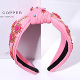 MOLOCH Valentine's Day Headband for Women Rhinestone Beaded Heart Headbands Crystal Knotted Bejeweled Wide Velvet Fashion Hairband Valentines Day Hair Accessories Party Gifts
