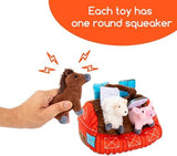 Hollypet Hide and Seek Squeaky Dog Toy, Designed Interactive Puzzle Plush Stuffed Puppy Toys, Farm