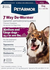 PetArmor 7 Way De-Wormer for Dogs, Oral Treatment for Tapeworm, Roundworm & Hookworm in Large Dogs & Puppies (Over 25 lbs), Worm Remover (Praziquantel & Pyrantel Pamoate), 2 Flavored Chewables