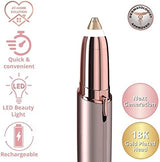 Eyebrow Trimmer for Women, Rechargeable Eyebrow Hair Remover, Painless Electric Razor with 2 x Replacement Heads, Eye Brow and Face Epilator Hair Removal (Rose Gold)