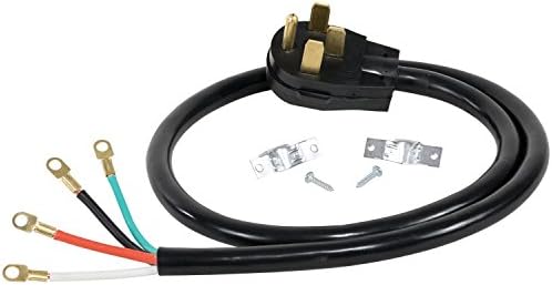 Certified Appliance Accessories 40-Amp Appliance Power Cord, 4 Prong Range Cord, 4 Wires with Eyelet Connectors, 4 Feet, Copper Wire