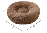 BODISEINT Faux Fur Dog Bed Cat Bed,Shag Round Anti-Anxiety Pet Calming Bed Doughnut Cuddler for Medium Large Puppy Dog Cat Kennel Cushion Self Warming Bed (28'' D x 8'' H, Coffee)