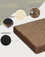 Orthopedic XL Dog Beds Large Sized Dog Waterproof Dog Bed with Removable Washable Cover and Non-Slip Bottom, Quilting Dog Bed for Crate, 41x27 Inch, Brown